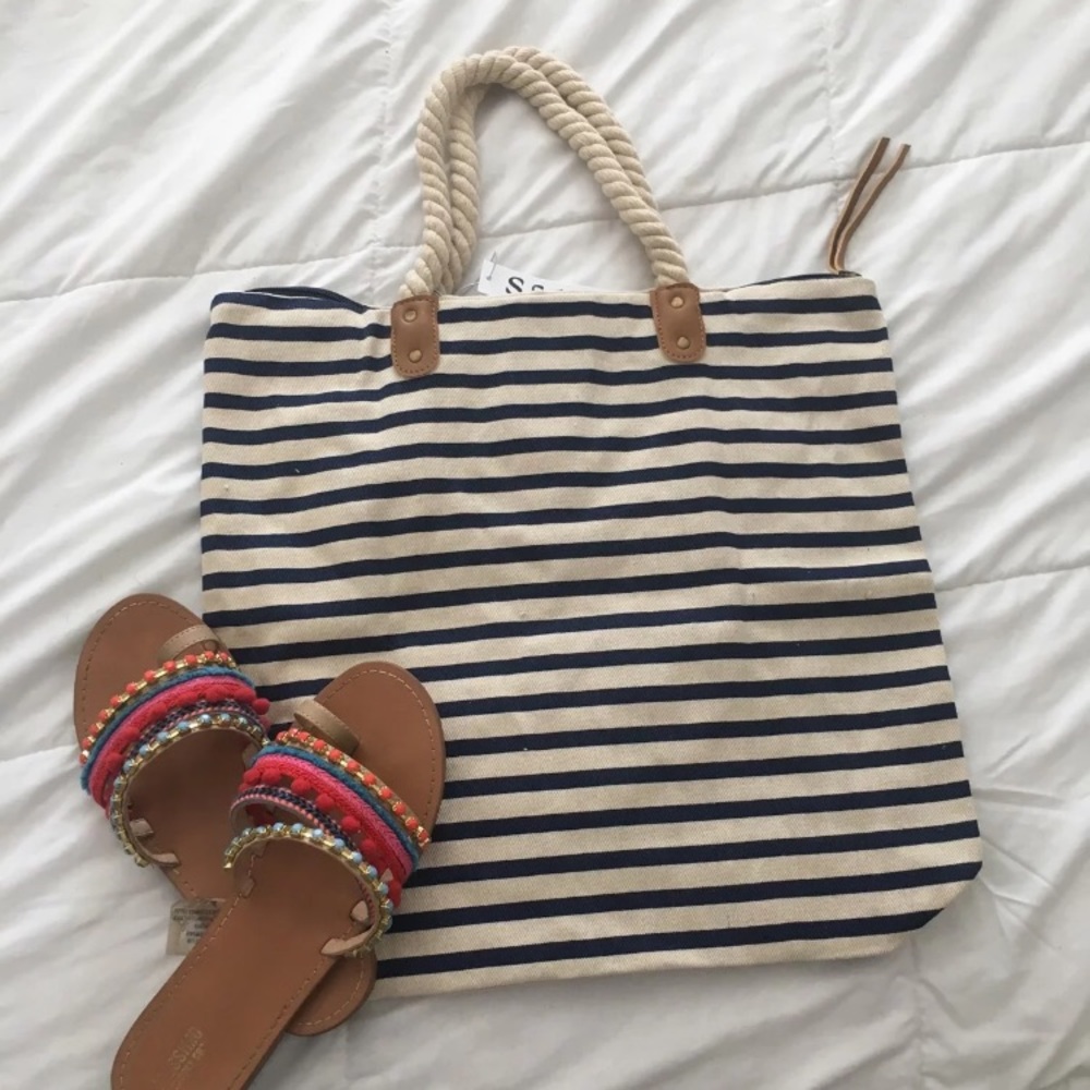summer & rose canvas tote